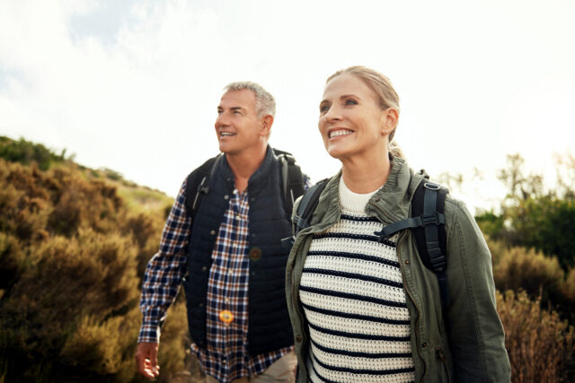 photo of mature couple hiking